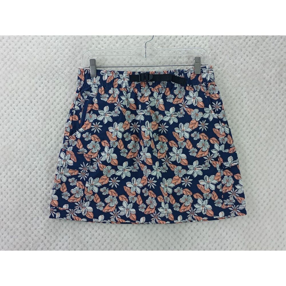 Aspen Women's Medium Blue Floral Belted Trail Cargo Skirt
